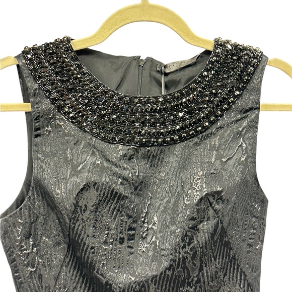 Amen Couture Black Beaded Jacquard Peplum Cocktail Top | Size 4 - Picture 4 of 10